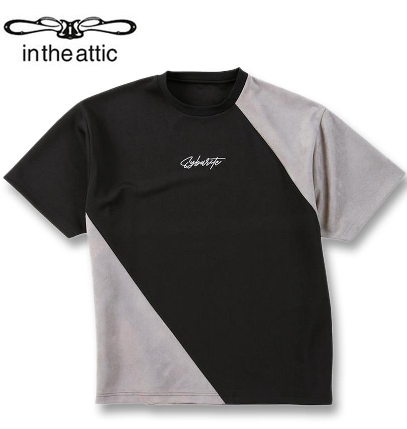 【全品ポイント5倍】大きいサイズ メンズ in the attic スエード 切替 半袖 Tシャツ ブラック 3L 4L 5L 6L 送料無料