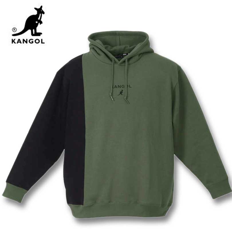 大きいサイズ メンズ KANGOL 裏起毛 プルパーカー カーキ 3L 4L 5L 6L 8L 送料無料