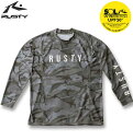 【全品5%OFFクーポン・ポイント5倍】大きいサイズ メンズ RUSTY 長袖 ラッシュガード ブラック 3L 4L 5L 6L 8L 送料無料