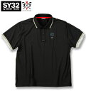 大きいサイズ メンズ SY32 by SWEET YEARS ゴルフ ライト ストレッチ ワッペン 半袖 ポロシャツ ブラック 3L 4L 5L 6L 送料無料