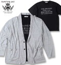 大きいサイズ メンズ launching pad ランチングパッド ショールジャケット+半袖Tシャツ ライトグレー杢×ブラック 3L 4L 5L 6L 送料無料