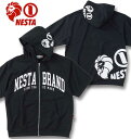 大きいサイズ メンズ NESTA BRAND ミニ裏毛 半袖 フルジップ パーカー ブラック 3L 4L 5L 6L 8L 送料無料