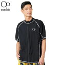 大きいサイズ メンズ OCEAN PACIFIC 半袖 フルジップ ラッシュガード ブラック 3L 4L 5L 6L 8L 送料無料
