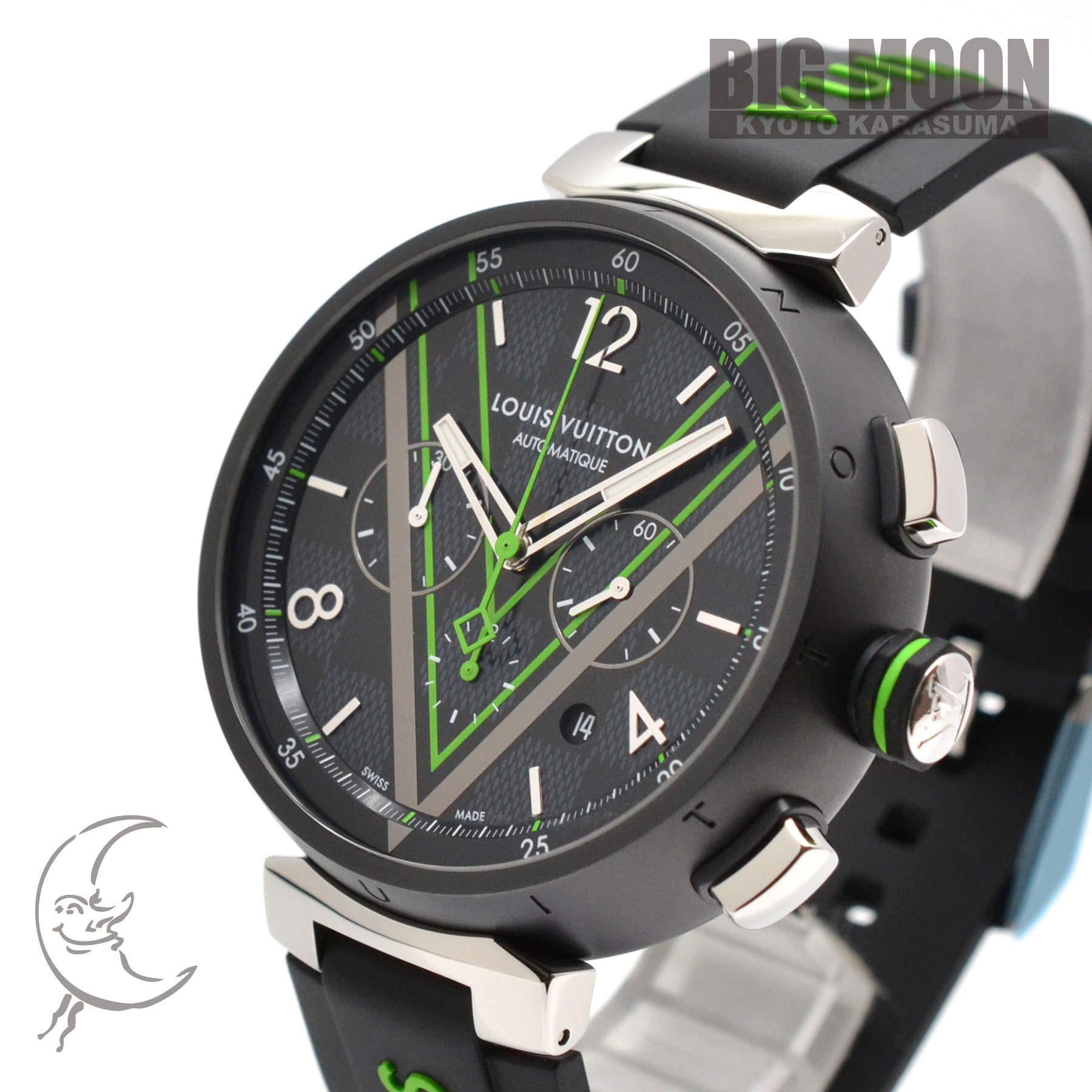 【中古】LOUIS VUITTON　ルイ・ヴィトン　タンブール オトマティック クロノグラフ　ダミエ・グラフィットレース　QA130Z