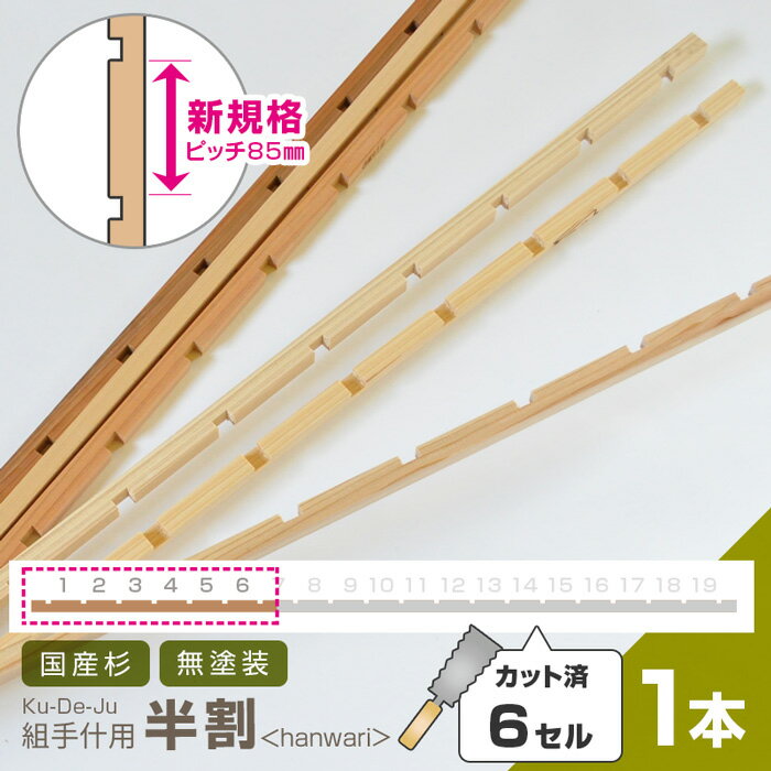 楽天家具と雑貨　Bigmories半割【6セル/1本】カット済【新規格85mmピッチ】組手什パーツ DIY 無垢材 杉 収納 棚 組み立て 天然木 本棚 工作 夏休み 間伐材 ラック シェルフ 日本製 くでじゅう 2406SS