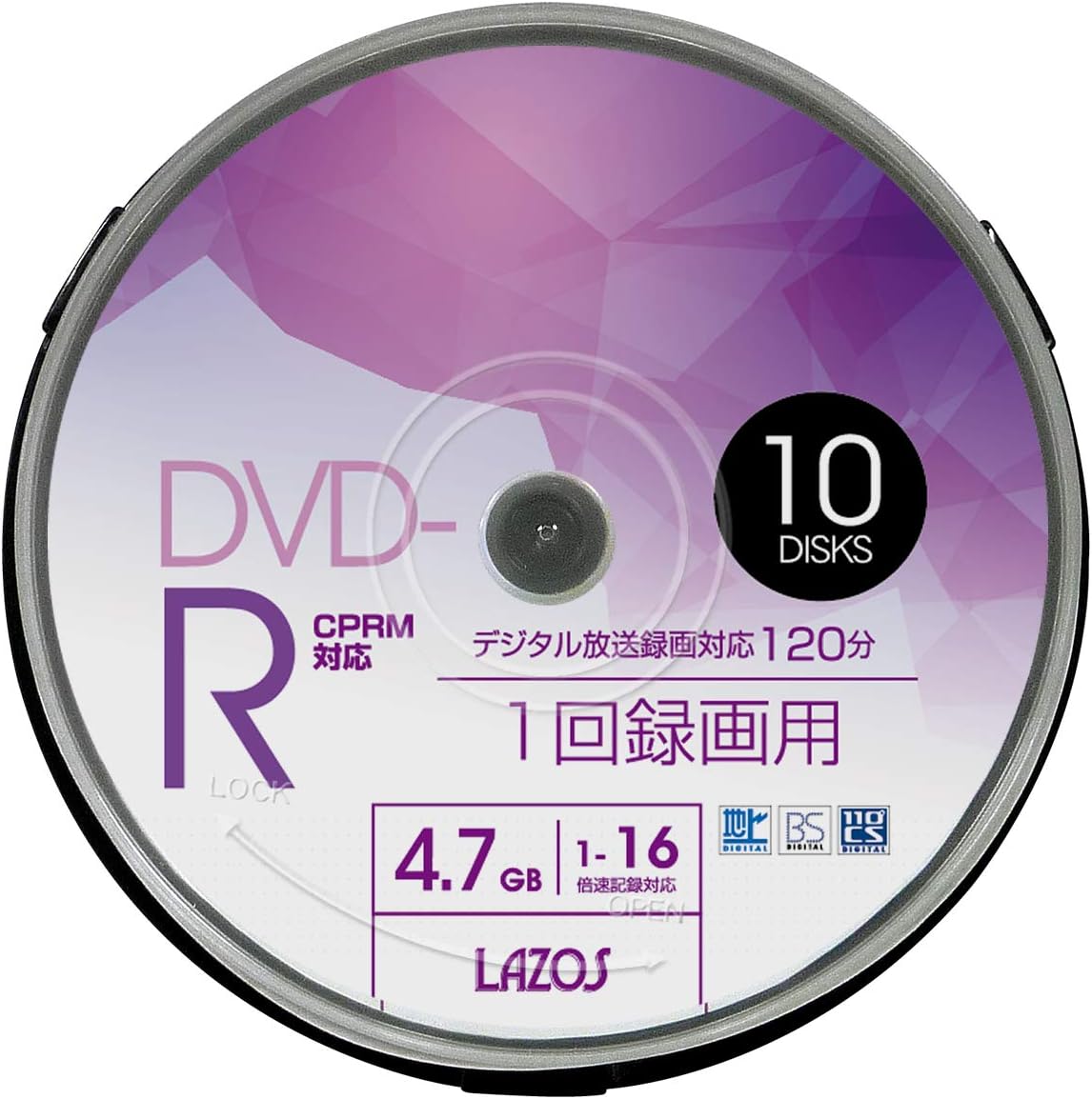 Lazos DVD-R 4.7GB for VIDEO CPRM対応 1-16倍