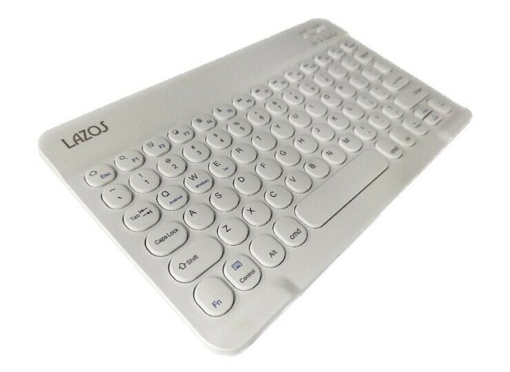 Lazos Bluetooth キーボード 丸形キー ホワイト L-BTK3-W 薄型 軽量 コンパクト 丸形キーボード ブルートゥースキーボード ワイヤレス 充電式 連続使用時間 55時間 持ち運び 出張 旅行 おしゃれ キー配列 59キー 送料無料
