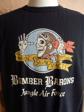 ★BUZZ RICKSON'Sバズリクソン★『BOMBER BARONS』S/S T-SHIRT BR76751半袖Tシャツブラック(119)