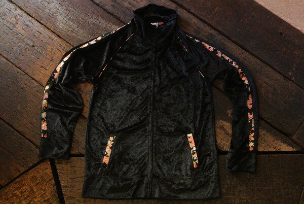 ★衣櫻 ころもざくら★和柄パイピング別珍トラックジャケット さ-400ジャージブラック