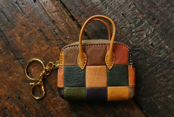 ★DAMASQUINA(ダマスキーナ)★PATCHWORK MINIMUM BAG KEYHOLDERレザーバッグ　小銭入れ キーホルダーMULTI