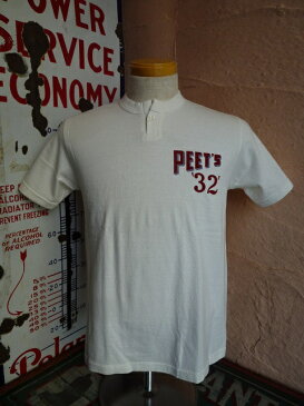 ★DUBBLEWORKS ダブルワークス★『PEET'S 32』プリントヘンリーTシャツホワイト