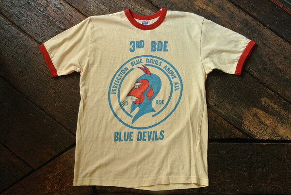 ★JELADO ジェラード★JELADO PRODUCT " BLUE DEVILS" プリント リンガーTシャツ ラフィー天竺Tシャツ生成×RED