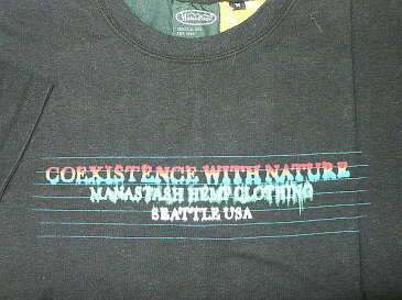 ★MANASTASHマナスタッシュ★バックパッチワークヘンプ半袖Tシャツブラック