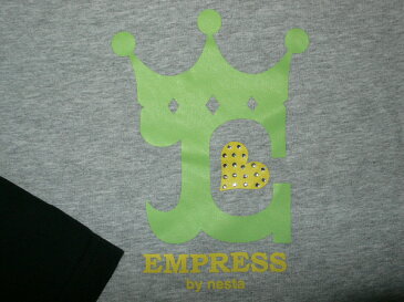 ★NESTA BRAND ネスタブランド★レディースEMPRESS 冠ロゴ七分袖Tシャツ黒×灰