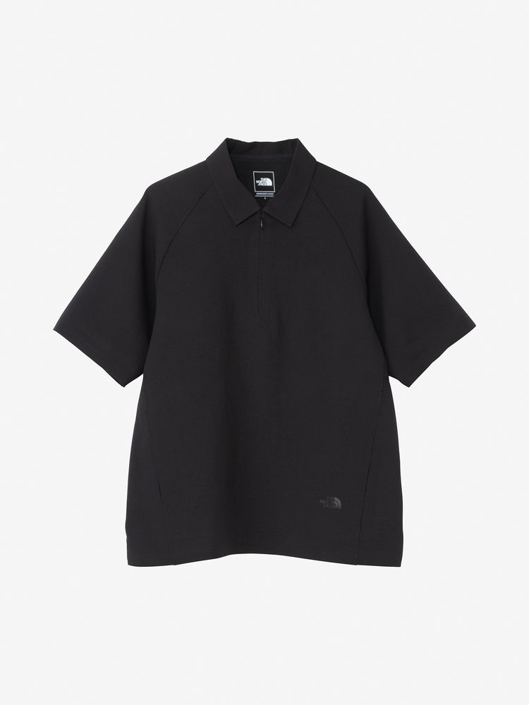 ★THE NORTH FACE ザノースフェイス★トランクルショートスリーブジップポロシャツ（ユニセックス） NT22660半袖Tシャツ 半袖ポロシャツブラック(K)