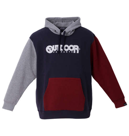 大きいサイズ メンズ 裏起毛クレイジー切替プルパーカー OUTDOOR PRODUCTS 3L 4L 5L 6L 7L 8L ネイビー スポーツ カジュアル ファッション 防寒 おしゃれ 大きめサイズ メンズファッション 人気 大人用 1258-3312(4)