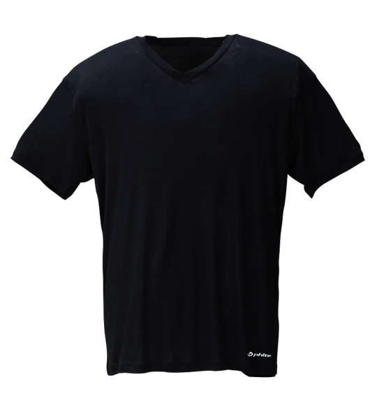 大きいサイズ メンズ 半袖VネックTシャツ ブラック Phiten ファイテン 3L 4L 5L 6