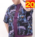 【ポイント10倍!5/16 23:59まで!】大きいサイズ メンズ DUCK DUDE サンダー半袖シャツ パープル b-one-soul ビーワンソウル 3L...