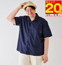 【ポイント10倍!5/16 23:59まで!】大きいサイズ メンズ 半袖オープンカラーシャツ ネイビー OUTDOOR PRODUCTS アウトドアプロダクツ ...