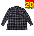 【ポイント10倍!5/16 23:59まで!】大きいサイズ メンズ ビエラチェック長袖シャツ ブラック系 OUTDOOR PRODUCTS アウトドアプロダクツ...