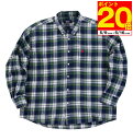 【ポイント10倍!5/16 23:59まで!】大きいサイズ メンズ ネルチェック長袖B.Dシャツ POLO BCS カジュアルシャツ 3L 4L 5L ネイビー...