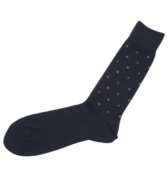 大きいサイズ メンズ 靴下 小紋柄クルー丈ビジネスソックス FUN by FUKUSKE ネイビー 3L つま先かかと補強 1249-3350- カジュアル 快適 丈夫 通気性 吸汗性 防臭性 ソフトフィット 高品質 軽量 スタイリッシュ