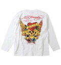 大きいサイズ メンズ 長袖トップス 天竺プリント長袖Tシャツ オフホワイト Ed Hardy エドハーディ 3L 4L 5L 6L カジュアル タトゥーアート ハート スカル 1278-3335 快適 丈夫 おしゃれ モダン デザイン 人気 春秋 冬用 着心地抜群