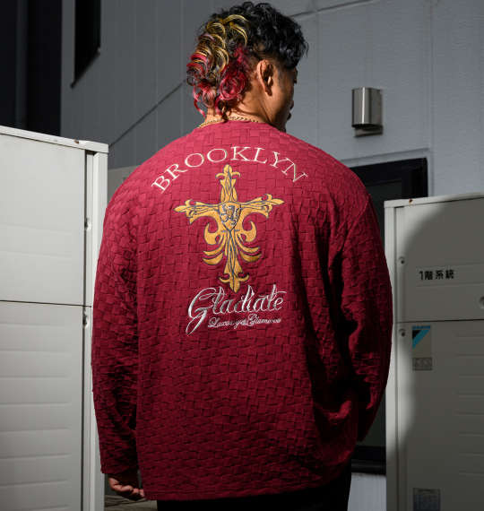 大きいサイズ メンズ 刺繍ブロックジャガード長袖VネックTシャツ GLADIATE 3L 4L 5L 6L 7L 8L カテゴリー ブランド名 ネイビー 1258-3340 カジュアル 快適 丈夫 おしゃれ モダン 柔らか 人気 スタイリッシュ