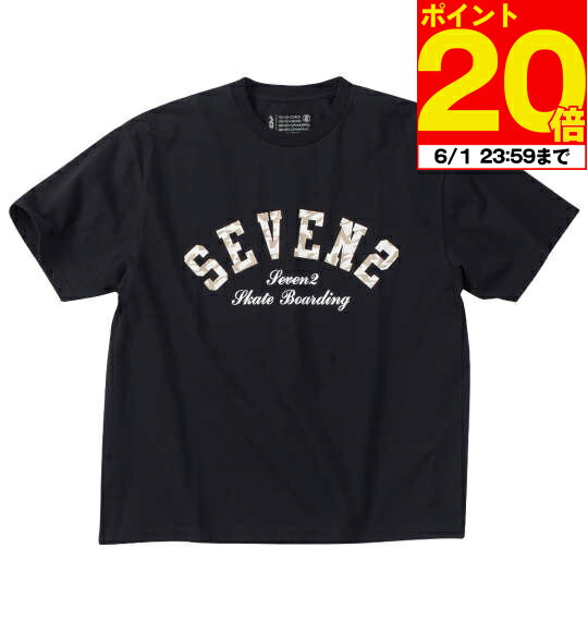 【ポイント20倍！6/1 23:59まで！】大きいサイズ メンズ SEVEN2 セブンツー 天竺 半袖 Tシャツ ネイビー 3L 4L 5L 6L 8L 1268-4213 ロゴプリント 綿100% デザイン 快適な着心地 カジュアル 通気性抜群 オシャレ デイリーウェア 春夏対応 丈夫 速乾性 スポーツ向け