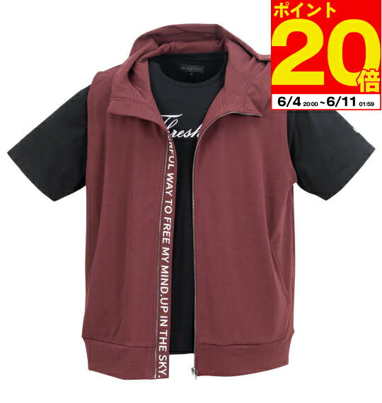 【ポイント20倍！楽天SS応援セール！】大きいサイズ メンズ ジャガードノースリーブパーカー+半袖Tシャツ in the attic 3L 4L 5L 6L 7L 8L カジュアル 快適 丈夫 春夏 新作 おしゃれ 着心地良い 人気 おすすめ 1258-4212