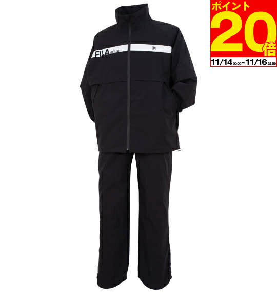 【ポイント20倍！11/16まで！】大きいサイズ メンズ アウター レインウェアセットブラック FILA GOLF ..