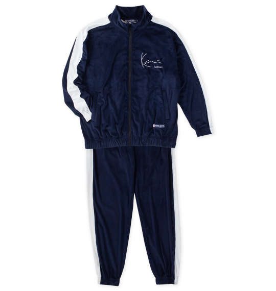 【ポイント20倍!11/27まで!】大きいサイズ メンズ ジャージセット ネイビー ベロアセット KARL KANI カールカナイ 3L 4L 5L 6L 8L...
