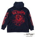 大きいサイズ メンズ ニットフリース刺繍&プリントフルジップパーカー Ed Hardy 3L 4L 5L 6L 8L 1278-4642- カジュアル 快適 丈...