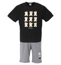 大きいサイズ メンズ 黒柴印和んこ堂 天竺半袖Tシャツ+ミニ裏毛ハーフパンツ ブラック×グレー 1258-2244 3L 4L 5L 6L 8L キャラクタープ...