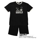 大きい メンズ 天竺リンガー半袖Tシャツ+ハーフパンツ PEANUTS 4L 5L 6L 8L カラーブラック1279-5211- スヌーピー 半袖セットアップ ルームウェア カジュアルウェア リラックスウェア 大きいファッション スポーツウェア 夏用 快適素材