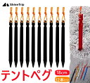 ShineTrip テントペグ 12本セット 18cm キャンプ テント タープ用 アウトドア