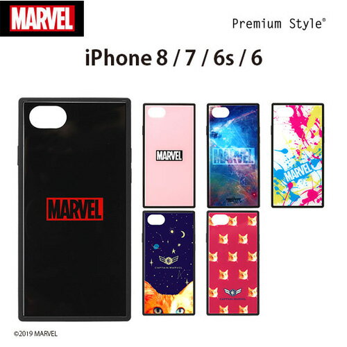 MARVEL iPhone 8/7/6s/6用 ガラスハイブリットケース　PG-DCS722BK/PG-DCS723PK/PG-DCS724WH/PG-DCS726RD/PG-DCS727NV