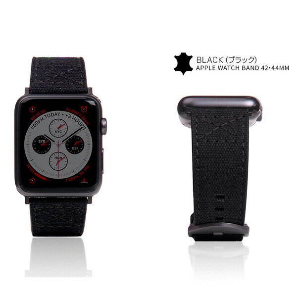 【送料無料】SLG Design AppleWatchバンド 44/42mm用 Wax Canvas ブラック SD16045AWアップルウォッチ/バンド/ベル...