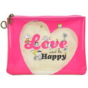 スヌーピー フラットポーチ Love and Happy ピンク SPZ-2260snoopy/すぬーぴー/ピーナッツ/PEANUTS/収納/メイク/ステーショ...