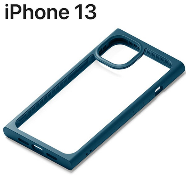 iPhone 13 用 ガラスタフケース スクエアタイプ ネイビー PG-21KGT08NV