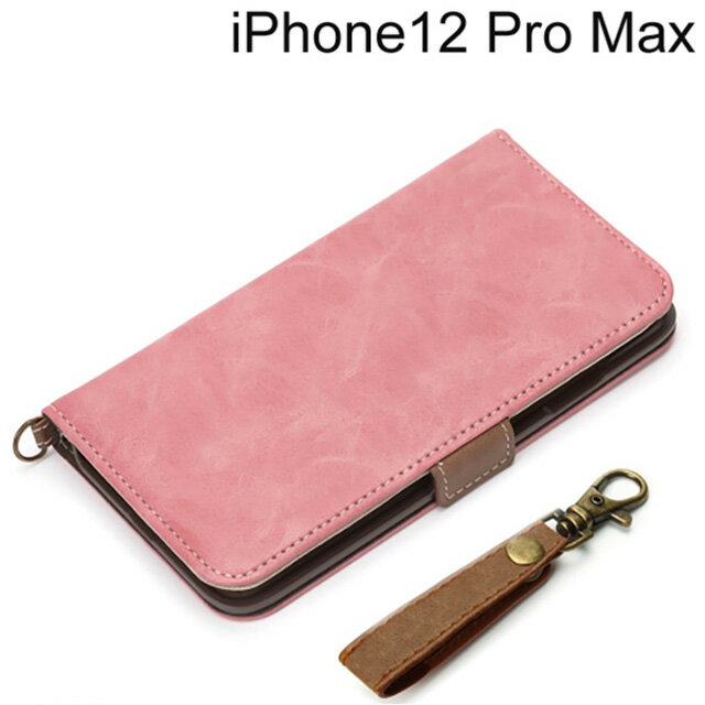 Rakuten - iPhone 12 Pro Max用 フリップカバー PUレザーダメージ加工 ダスティピンク PG-20HFP03PK【メール便送料無料】