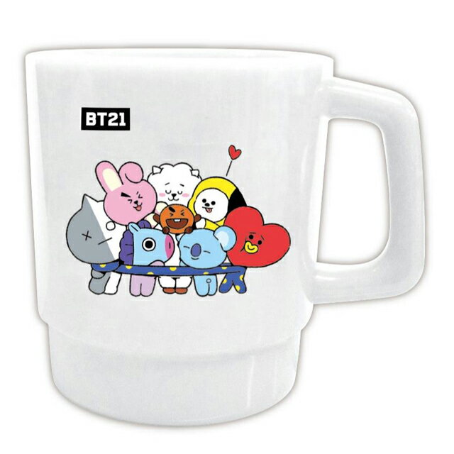 BT21 スタッキングマグ ホワイト BT-STM-WHBTS/ラインフレンズ/LINE/キャラクター/ランチ/キッチン/マグカップ/コップ/食事/歯磨き/収納/積み重ね