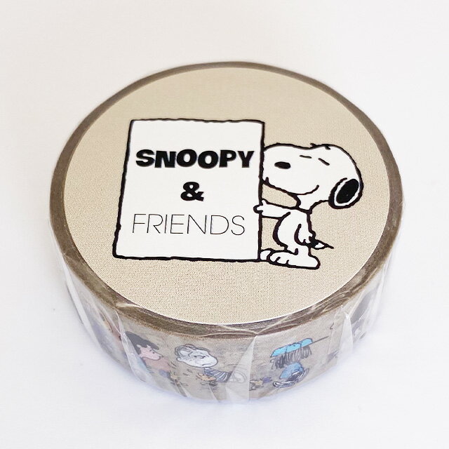 楽天ビッグスター　ネットショップスヌーピー マスキングテープ15mm ALL PEANUTS ベージュ SPZ-2598snoopy/すぬーぴー/ピーナッツ/PEANUTS/キャラクター/文具/文房具/ステーショナリー/デコレーション/テープ/シール/梱包/インテリア/手紙/飾り【あす楽対応】