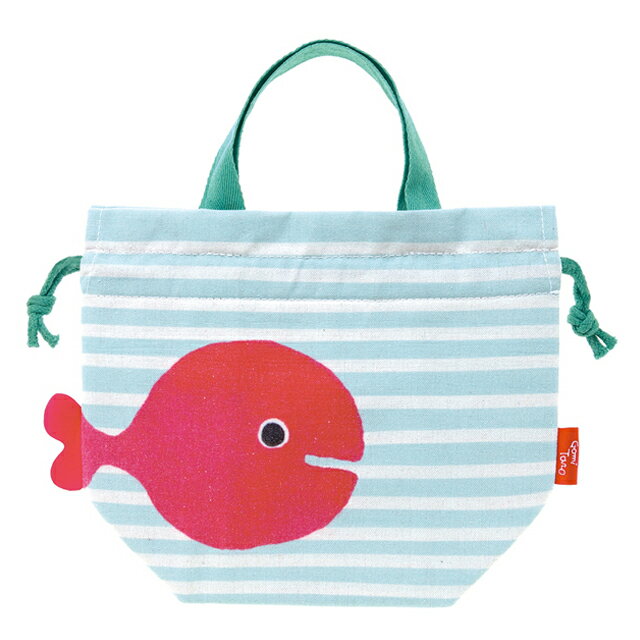 五味太郎 きんぎょがにげた 保冷ランチバッグ（きんぎょとはな） K200-03Gomi Taro/ごみたろう/絵本/人気/イラスト/キャラクター/ランチ/キッチン/巾着/ランチ巾着/お弁当/オフィス/学校【あす楽対応】のサムネイル