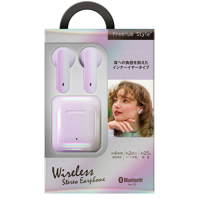 完全ワイヤレス ステレオイヤホン インナーイヤータイプ パープル PG-BTE18TW4PP