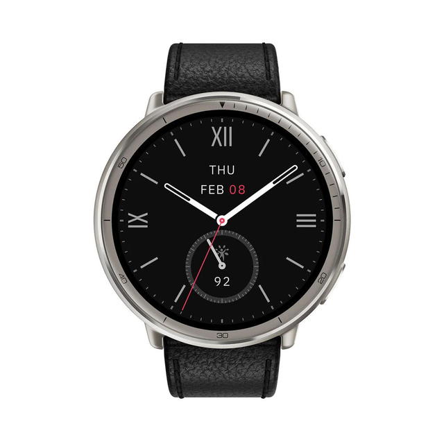 Amazfit スマートウォッチ Active 2 (Round) ブラックレザー sp170073-C225