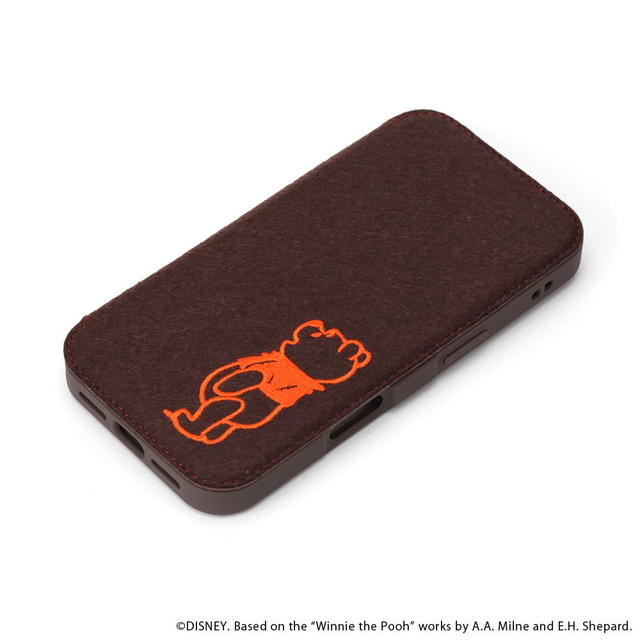 Rakuten - ディズニー iPhone 16用 ガラスフリップケース(フェルト) くまのプーさん PG-D24AGF06POO