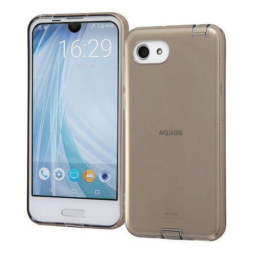 ☆◆ レイ・アウト Softbank AQUOS R compact 専用 TPUソフトケース コネクタキャップ付き ブラック　RT-AQRCOTC10/BM【メール便送料無料】