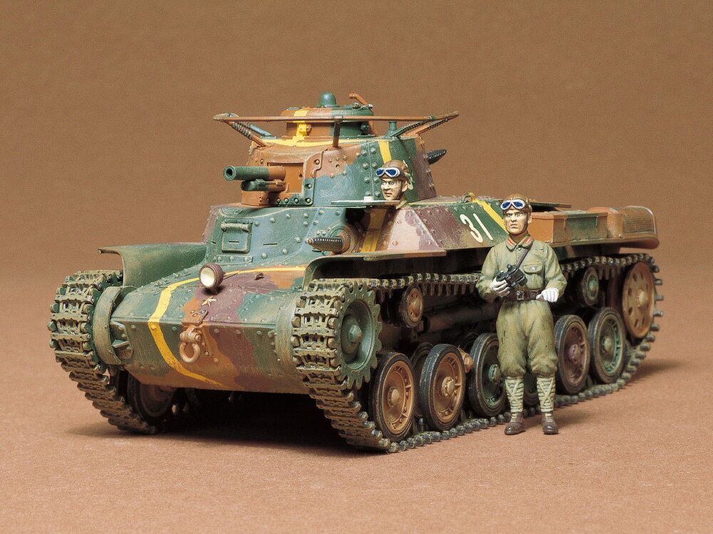 35075 1/35 日本陸軍97式中戦車 チハ タミヤ 1/35MM プラモデル ※大変申し訳ございませんが現在、【北海道、沖縄は配送不可】となっております。 ※ 画像はイメージです。※未組み立て、塗装が必要なものです※写真はキットを組み立て・塗装したものです。全長=157 mm　写真はキットを組み立て、塗装したものです太平洋戦争中、日本陸軍主力戦車として戦い続けた97式中戦車チハのプラスチックモデル組み立てキットです。リベットで接合された複雑な形状の車体、短砲身57mm砲を備えた左右非対称の砲塔と特徴的な鉢巻きアンテナ、シーソー式サスペンションなど、均整の取れた美しいスタイルをあますところなくモデル化しました。エンジンルームのグリルは着脱でき、内部のオイルクーラーも再現。戦車長の人形1体と操縦手の半身像1体、マレー侵攻作戦に出動した戦車第一連隊所属車など6種類のスライドマークをセットしました。 【パッケージのキズやつぶれについて】配送用段ボール箱やパッケージにキズやつぶれがある場合でも、メーカー保証対象外となります。パッケージ破損での返品交換は一切出来ませんのでご了解の上お買い求めください。外箱を気にされる方のご購入はご遠慮ください。 5