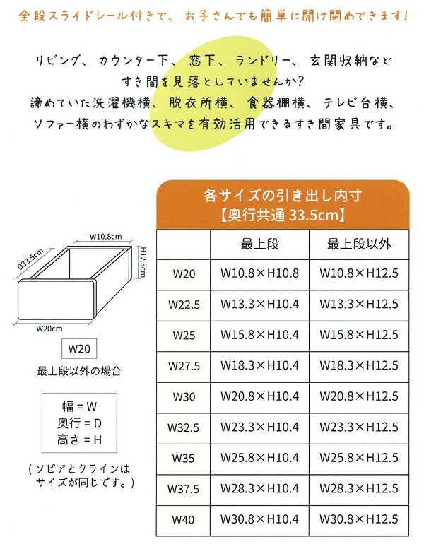 幅25 4段 クライン すき間チェスト ランドリーチェスト サニタリーラック 隙間収納 木製 日本製 完成品